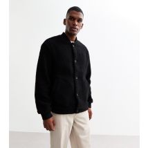 Men's Black Regular Fit Textured Bomber Jacket New Look