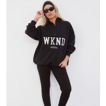 Women's Black Logo Half Zip Sweatshirt WKNDGIRL New Look