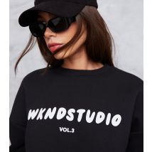 Women's Black Logo Oversized Sweatshirt WKNDGIRL New Look