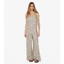 Women's Stone Geometric Print Strappy Jumpsuit Apricot New Look