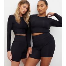 Women's Black Long Sleeve Crop Top WKNDGIRL New Look