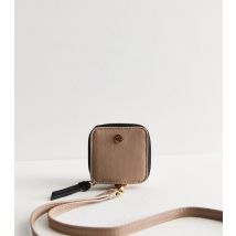 Light Brown Leather-Look Earphones Case New Look