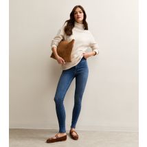 Women's Tall Blue Raw Hem Hallie Disco Super Skinny Jeans New Look