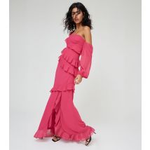 Women's Pink One Shoulder Ruffle Maxi Dress WKNDGIRL New Look