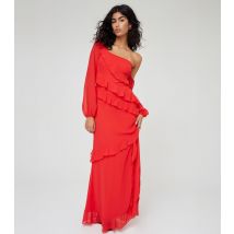Women's Red One Shoulder Ruffle Maxi Dress WKNDGIRL New Look