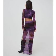 WKNDGIRL Purple Abstract Print Mesh Maxi Skirt New Look