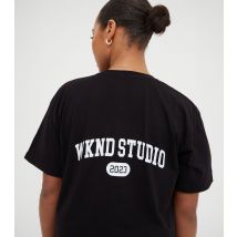 Women's Black Back Logo Oversized T-Shirt WKNDGIRL New Look