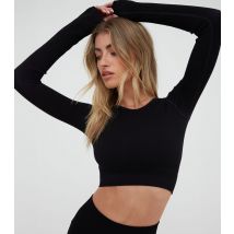 Women's Black Ribbed Long Sleeve Crop Top WKNDGIRL New Look