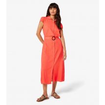 Women's Red Short Sleeve Midi Shirt Dress Apricot New Look