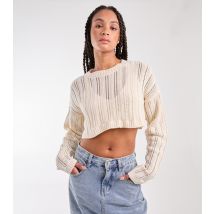 Women's Off White Crop Jumper Pink Vanilla New Look