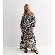 Women's Black Floral Bardot Maxi Dress Gini London New Look