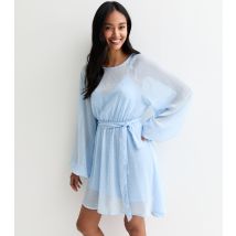 Women's Blue Foil Long-Sleeve Mini Dress Gini London New Look