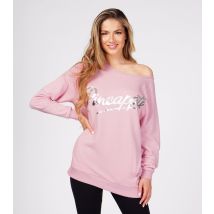 Women's Mid Pink Logo Off Shoulder Jumper Pineapple New Look