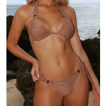 Women's Brown Glitter Tie Side Bikini Bottoms Moda Minx New Look