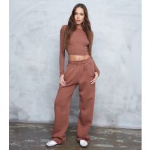 Women's WKNDGIRL Brown Rib Crop Corset Top WKNDGIRL New Look