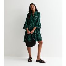 Women's Green Animal Print Smock Mini Dress Gini London New Look