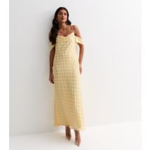Women's Pale Yellow Foil Spot Cowl Neck Midi Dress Gini London New Look
