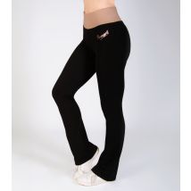 Women's Black Contrast Band Flared Trousers Pineapple New Look