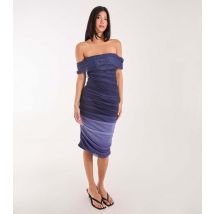 Women's Navy Mesh Ombre Bandeau Midi Dress Pink Vanilla New Look