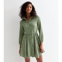 Women's Green Long Sleeved Shirt Dress Sunshine Soul New Look