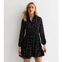 Women's Black Polka-Dot Shirt Dress Sunshine Soul New Look