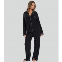 Women's Black Piped Pyjama Set Loungeable New Look