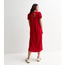 Women's Red Crinkled Short Sleeved Midi Dress New Look
