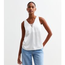 Women's Off White Lace Insert Cami Top New Look