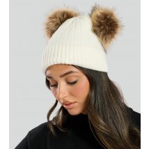 Cream Double Pom Pom Beanie South Beach New Look