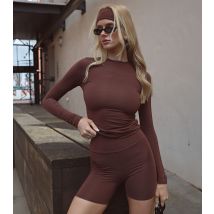 Women's Brown Crop Long-Sleeve Top WKNDGIRL New Look