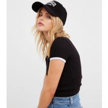 Women's Black Contrast Trim T-Shirt WKNDGIRL New Look