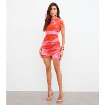 Women's Mid Pink Mesh Abstract Pattern Ruched Mini Dress WKNDGIRL New Look