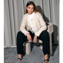 Women's Cream Bouclé Sequinned Tailored Jacket Finding Friday New Look