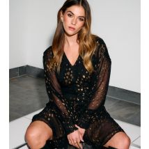 Women's Black Metallic Jacquard Dress Finding Friday New Look