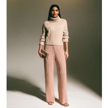 Women's Pink Metallic Plisse Pleat Wide Leg Trousers New Look