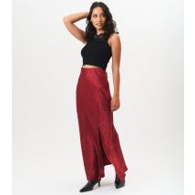 Women's Burgundy Animal Print Satin Maxi Skirt Gini London New Look