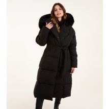Women's Black Quilted Puffer Coat Blue Vanilla New Look