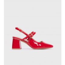 Women's Red Patent Block Heel Mary Jane Shoes London Rebel New Look