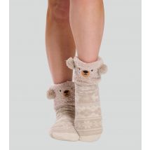Brown Teddy Fair Isle Fleece Socks Loungeable New Look
