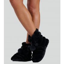 Women's Black Faux Fur Bootie Slippers Loungeable New Look