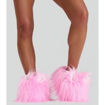 Loungeable Pink Rabbit Faux Fur Slippers New Look