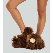 Loungeable Brown Highland Cow Slippers New Look