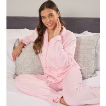 Women's Pink Super Soft Velour Pyjama Set Loungeable New Look