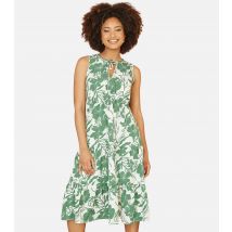 Women's Green Floral Sleeveless Midi Dress Mela New Look