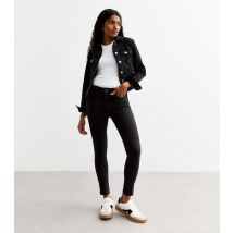 Women's Petite Washed Black Mid Rise Slim Jeans New Look