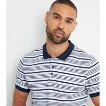 Men's Threadbare Navy Stripe Polo Shirt New Look