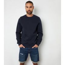 Men's Threadbare Navy Textured Crew-Neck Sweatshirt New Look