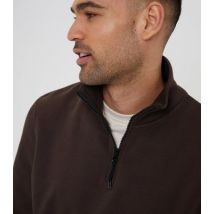 Men's Threadbare Brown Regular Quarter Zip Sweatshirt New Look