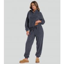 Women's Dark Grey Soft Fuzzy Joggers Loungeable New Look