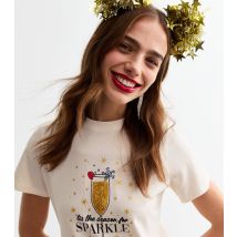 Women's Off White Christmas Season For Sparkle T-Shirt New Look